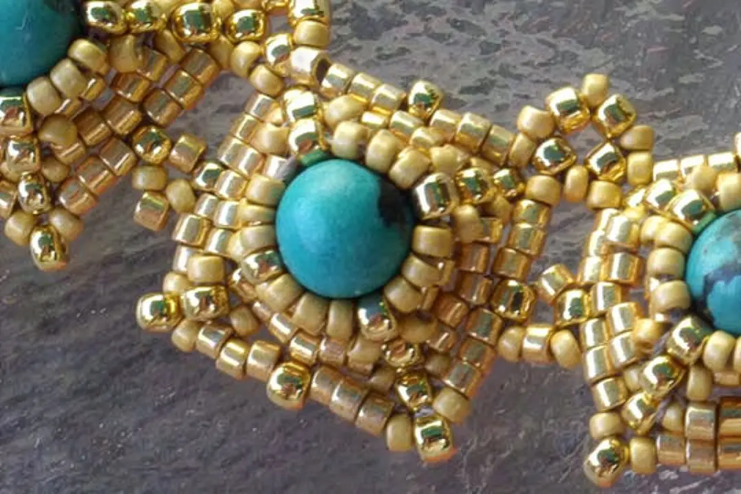 Volcanoes Beaded Necklace Closeup